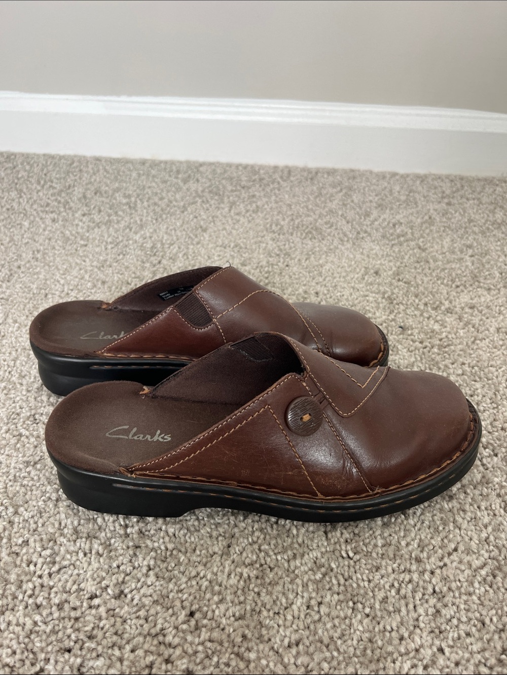 Clarks Dark Brown Leather Slip-On Loafers